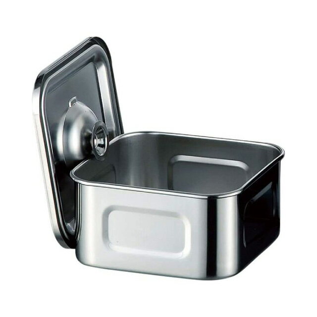 Condiments Container - AG 18-8 浅型 角キッチンポット ツマミ付 16.5cm 2.0L（016196）07-0106-0307保存容器 保存缶 ポット タッパー ストック容器