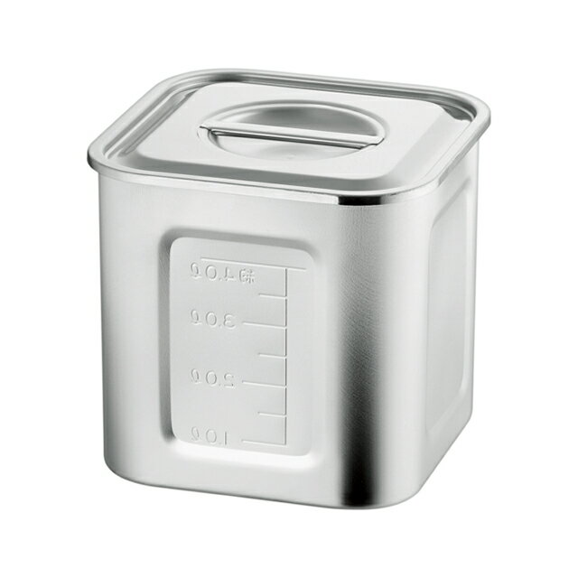 Steel Storage Containers - AG 目盛付角キッチンポット 18-8 21-0 18.0cm 5.3L（016344）07-0105-0414保存容器 保存缶 ポット タッパー ストック容器