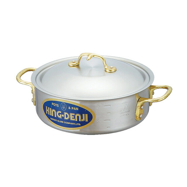 中尾アルミ キングデンジ 外輪鍋 30cm 6.5L（349020）07-0068-0305IH対応鍋 半寸胴鍋 アルミ調理器鍋 ..