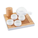 カジュアル中国茶器セット マットホワイト(468217)07-0322-0301茶器セット 茶盤セット 茶盤 茶壺 茶缶 茶杯