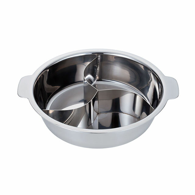 UK 18-0チリ鍋 3仕切・蓋なし 33cm（QTL6502）1-2115-0602