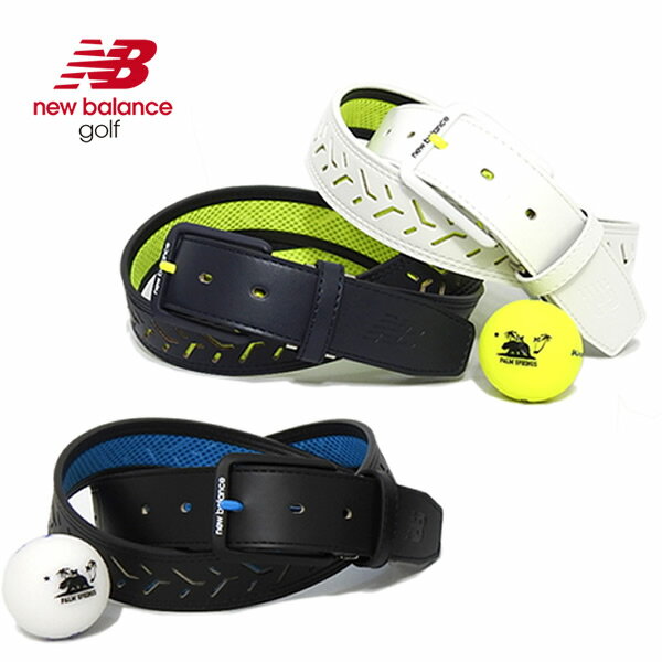 メーカー希望小売価格はメーカー商品タグに基づいて掲載していますnew balance golf（ニューバランスゴルフ）2024年春夏コレクションより、裏メッシュ使いの合皮ベルトが入荷致しました。 ベルト全体に幾何学模様でパンチングしたインパクトあるベルトです。 裏面に配色になったポリエステルのメッシュ素材を採用。表面のパンチング部分より裏地のメッシュ地のカラーが現れ、お洒落な雰囲気に演出します。 スクエア型のバックルには、ロゴをデザイン。バックルのピン部分のネオンカラーがよいアクセントに効いています。 素材は扱いやすく丈夫な合成皮革。お手入れも簡単でデイリーに使えるベルトです。 スポーティかつスタイリッシュな雰囲気で、キレイめなスタイルからカジュアルな着こなしまで幅広くカバーします。 また、こちらのベルトは帯部分をお好みの長さにカットすることが可能のフリーカット仕様です。 日本製ならではの仕立ての良さ、new balance golfならではベルトで周りと差のつくお洒落なゴルフファッションをお楽しみください。 ◆特徴 ・ピン式バックルタイプ ・サイズ調節穴5ヶ所 ・フリーカット仕様 ・裏面メッシュ素材 ・通気性 ◆素材 本体：合成皮革 メッシュ部分：ポリエステル バックル：アルミ ◆原産国 MADE IN JAPAN サイズ表（※メーカー規格サイズ） サイズ 全長 幅 F（フリー） 115cm .3.5cm ■サイズについて ・サイズ表記はメーカー独自の算出方法による参考容量になります。計測方法により異なりますのでご了承下さい。 ■商品画像について ・当店内の全ての画像はデジタルカメラによるものです。 ・お客様のパソコンの設定（OS・モニター）によって商品の色や素材感が 異なって見える場合がございます。 ・天候によって色・素材感が違った風に見える場合がございます。 ■new balance golf（ニューバランスゴルフ） new balanceのゴルフラインコレクションが2016年に誕生。 ニューバランスで培った機能とその機能から生まれた機能美＝スタリッシュなウエアとともに、 私たち世代のBETA（進化した）なゴルフ、パーティ感覚のハッピーゴルフを楽しむことがコンセプト。 New Balanceのスニーカーをモチーフにしたりと、肩肘張らないデザインがポイントです。