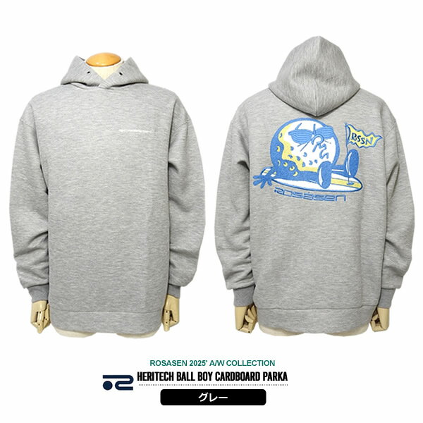 ロサーセン ゴルフウェア パーカー プルオーバー メンズ フーディー スウェット ダンボール ストレッチ 刺繍 ROSASEN 044-34812 2025秋冬