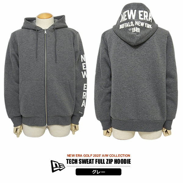 ニューエラゴルフ メンズ パーカ スウェット テックスウェット フルジップ フーディー 保温性 チェーンステッチ NEWERA 2025秋冬