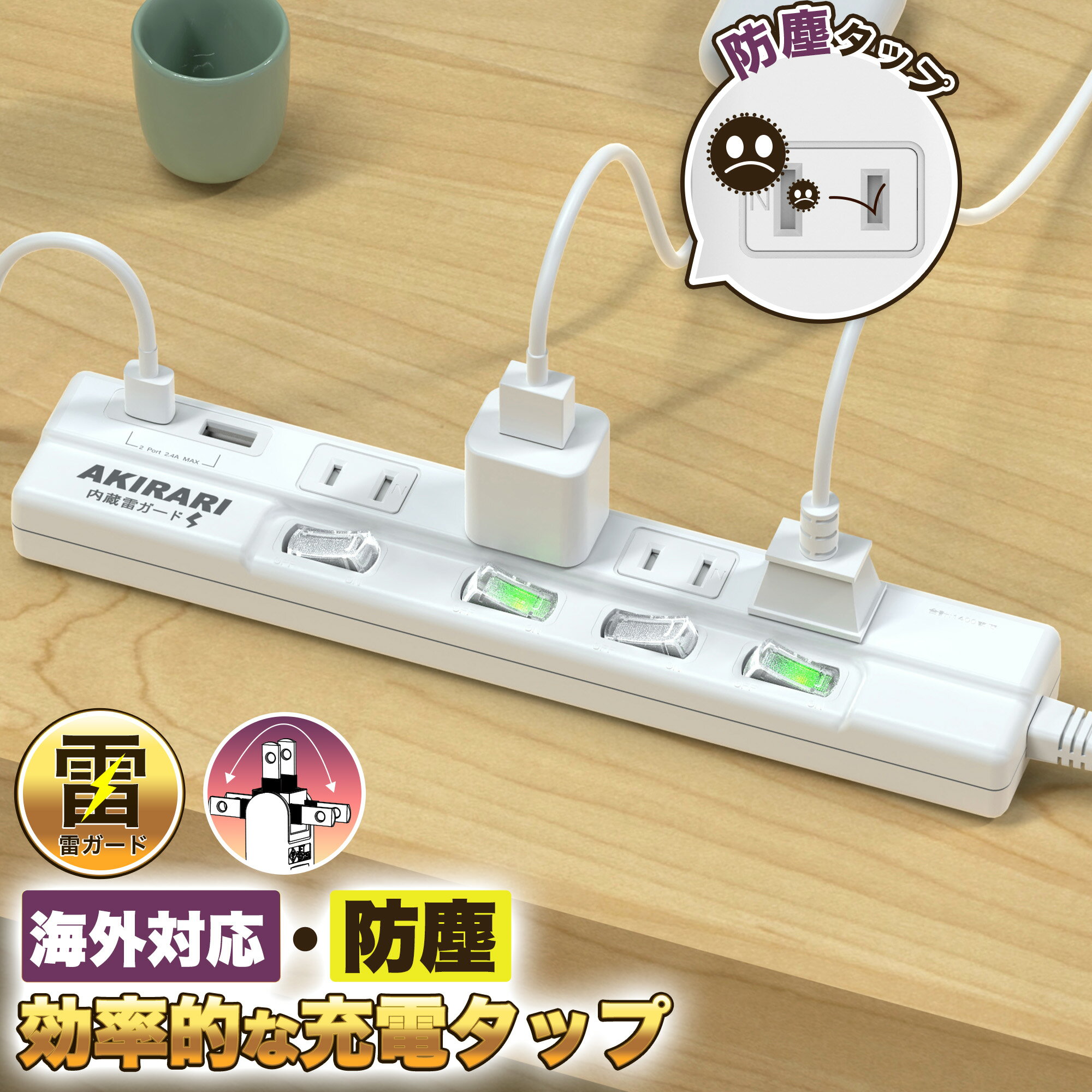 【スーパーセール超目玉】USB充電付 電源タップ コンセントタップ 国内・海外両用 type-c コンセントタップ お部屋 延長コード おしゃれ タップ 新商品 USB充電 ほこりシャッター 4個口 コンセント コンパクト タコ足 マルチタップ