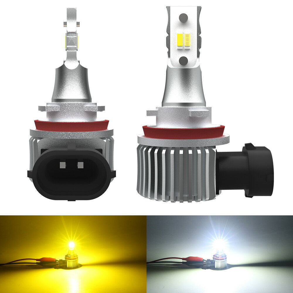 フォグランプ H8 LED 2色切替 H9 H11 H16(国産車)兼用 led フォグライト DC12V車 20W 6000LM 超高輝度 CSP社チップ イエロー ホワイト 車用 ledバルブ ledフォグライト 2個セット 1年保証