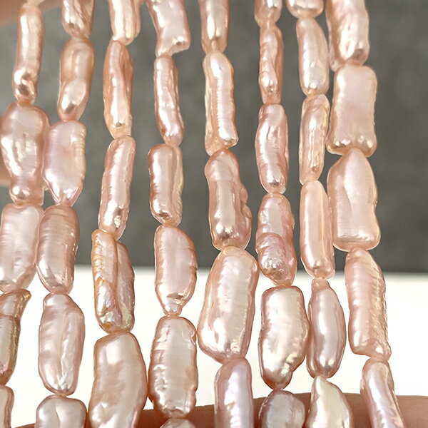 淡水パール（ビワ　びわ）ピンク大きさ　約14～16×7～8mm穴径　約0.4～0.5mm