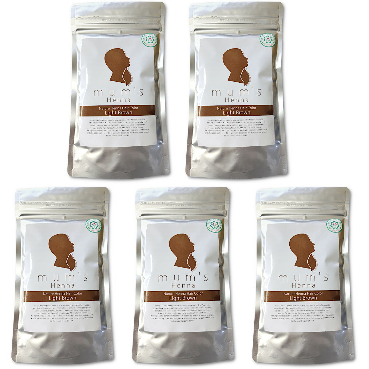【セット販売 5個セット】マムズヘナ ライトブラウン ヘアカラー 白髪染め 100g×5袋入　 [4560430673848　x5]