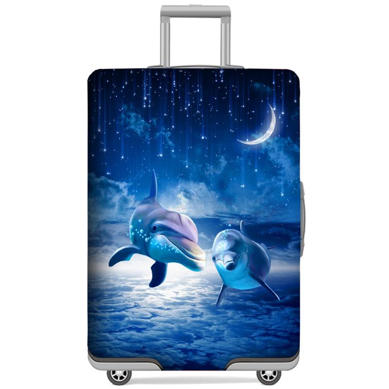 [GANNEPIE] スーツケースカバー洗え旅行荷物保護器イルカ防止プリントスーツケースカバー29～32インチ用