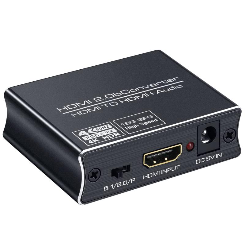 HDMI2.0b 音声分離器 4K(60Hz) 1080(120Hz) HDR対応 HDCP2.2 オーディオ出力:光デジタル 3.5mmステレオ｜PS5/PS4slim/Nintendo Switch/Fire TV等に対応 アダプター オプティカル SPDIF オーディオ分離器 USB給電