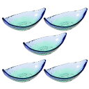 東洋佐々木ガラス 小鉢 ブルー・グリーン 約12×6×5cm 珊瑚の海 舟型ちょこ 日本製 WA3305 5個セット