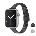 Apple Watchバンド互換性38 mm 40 mm 41mm 42 mm 44 mm 45mm、Apple Watchバンドステンレス製バックル、麦の穂のパターンデザイン、互換性Apple WatchアップルウォッチシリーズSE 7 6 5 4 3 2 1 (42mm/44mm/45mm, 黒い)