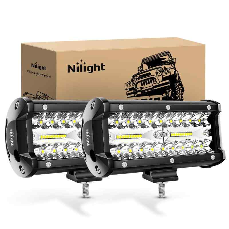 Nilight LED作業灯 ワークライト 12v-24v 投光器 デッキライト 120W 2個セット 船用ライト 除雪機 大型トラック 車 軽トラ作業 船舶用 兼用 防水 防塵 防震 取付け自由 省エネルギー 各種作業車に