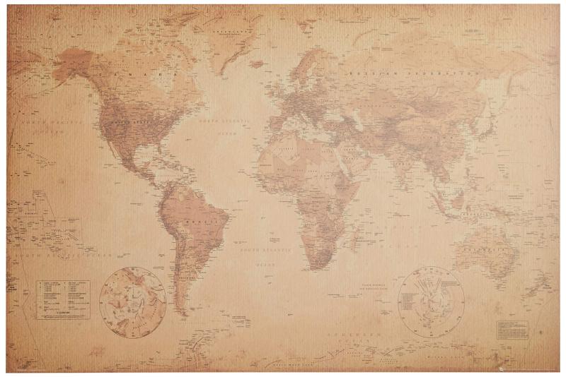 トライエックス ポスター 世界地図/アンティーク GN-0430