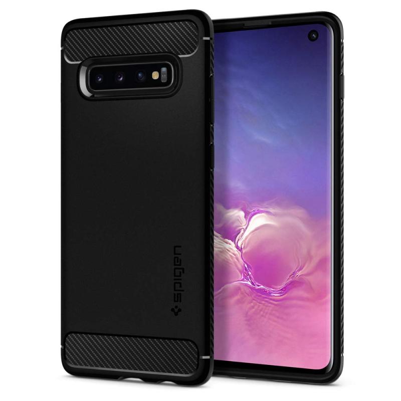 【Spigen】 Galaxy S10 ケース [ SC-03L SCV41 ] 対応 TPU 衝撃吸収 軽量 米軍MIL規格取得 カーボンデザイン マット仕上げ ワイヤレス充電対応 ラギッド・アーマー 605CS25800 (マット・ブラック)【衝撃吸収】ケース四隅、内側の加工で衝撃に強い。【保護力】MIL規格 米軍軍事規格を取得しました。【こだわりの設計】違和感なくボタン操作が可能。対象機種：Galaxy S10 (2019) [ docomo: SC-03L / au: SCV41 ]　他社製品の液晶保護フィルム、ガラスフィルムとの併用は干渉する可能性がある為、推奨致しておりません　商品の色合いや仕様、商品パッケージは予告なく変更される場合があります。商品写真はできる限り実物の色に近づけるよう徹底しておりますが、 お使いのモニターの設定、お部屋の照明等により実際の色味と異なる場合がございます。また、撮影時の環境により、室内で見る商品の色味・質感と異なって見える場合がございます。