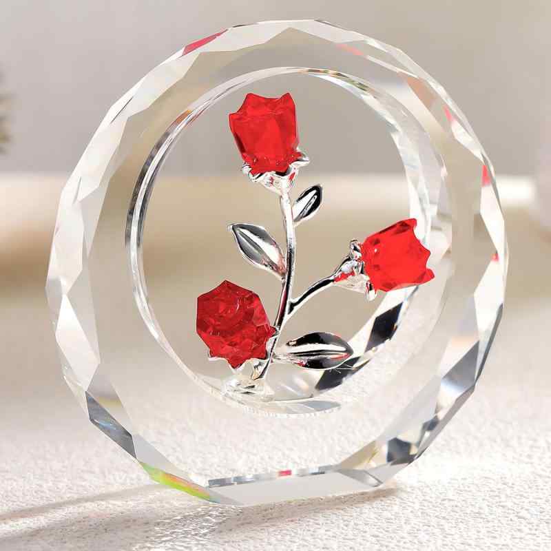クリスタルローズ 誕生日プレゼント 女性 人気 K9クリスタル赤いバラギフト バラの花束 薔薇 置物 結婚記念日プレゼント 結婚祝い バレンタインデー 彼女 妻 母への贈り物