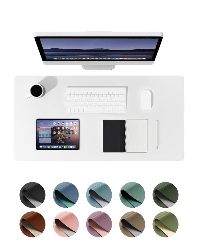 デスクマット 両面デスクパット 大型マウスパッド ゲーミングマウスパッド 多機能デスクマット パソコンマウスパッド テーブルマットオフィスと自宅用 (白 アプリコット, 60 35cm)