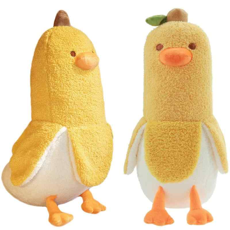 Homehalo ぬいぐるみ バナナ 抱き枕 ぬいぐるみ 可愛い 抱き枕 動物 バナナダックBanana Duck アヒル ぬいぐるみ もこもこ 添い寝枕 面白い ロング 抱きまくら 気持ちいい 面白いギフト 母の日の