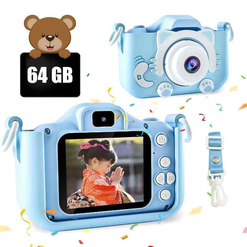 楽天パピヨンHAO BOSCH 子供 カメラ キッズカメラ 子供用カメラ 64GB 高画素 トイ カメラ 子供 おもちゃカメラ 1080P HD USB充電式 多機能 子供の日 プレゼント 男の子 女の子 日本語説明書付き ブルー