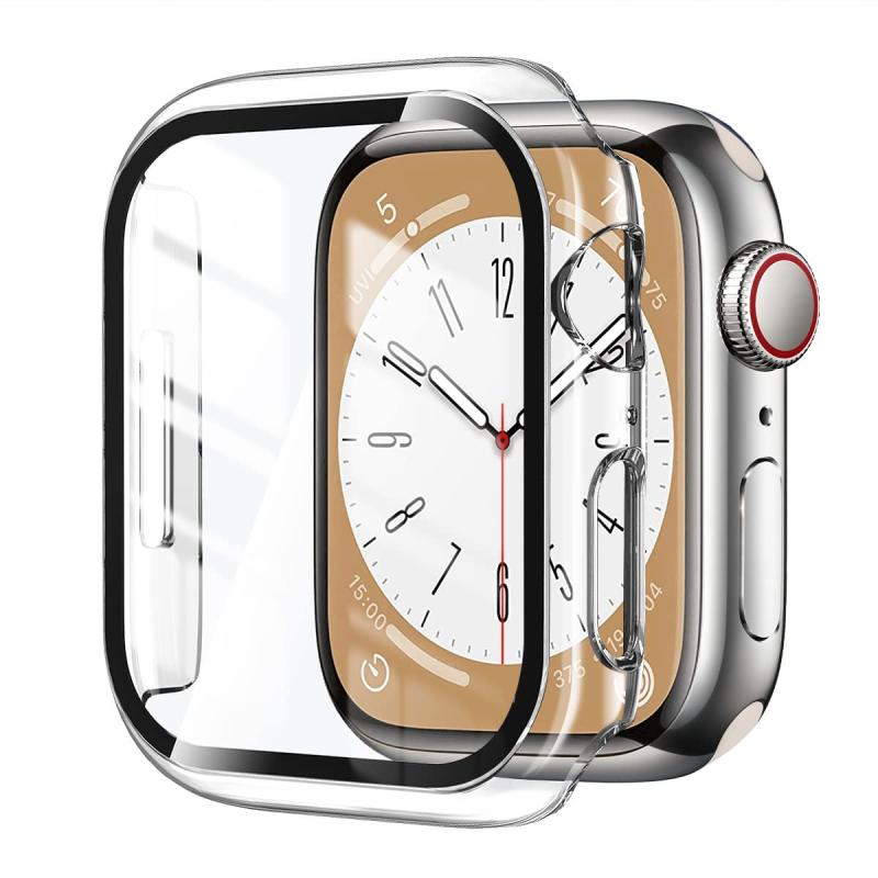 YMHML ケース Apple Watch Series 7 41mm対応 スクリーンプロテクター付き ハードPCフルカバー 強化ガラスプロテクター Apple Watch Series 7アクセサリー用 クリア