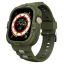 GELISHI Apple Watch用バンド 45mm 44mm 42mm バンパーケース付き メンズ 頑丈なバンドプロテクター Watch Series 8 7/Series 6 SE 5 4 3 2用 スポーツミリタリーバンド保護ケース アーミーグリーン