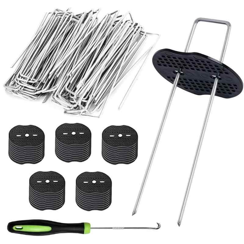 防草シート 固定ピン 100本 Uピン杭 黒丸付き ぼうそうシート 固定ピン シートピン 防草 除草シート 固定用 押さえピン （15cm）