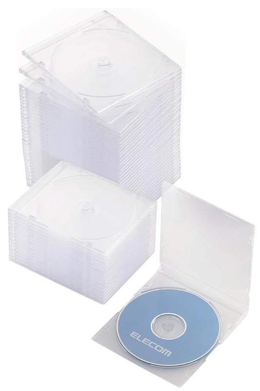 エレコム BD DVD CDケース ディスクケース 50枚パック 厚さ約5mm スリム 1枚収納 クリア CCD-JSCS50CR