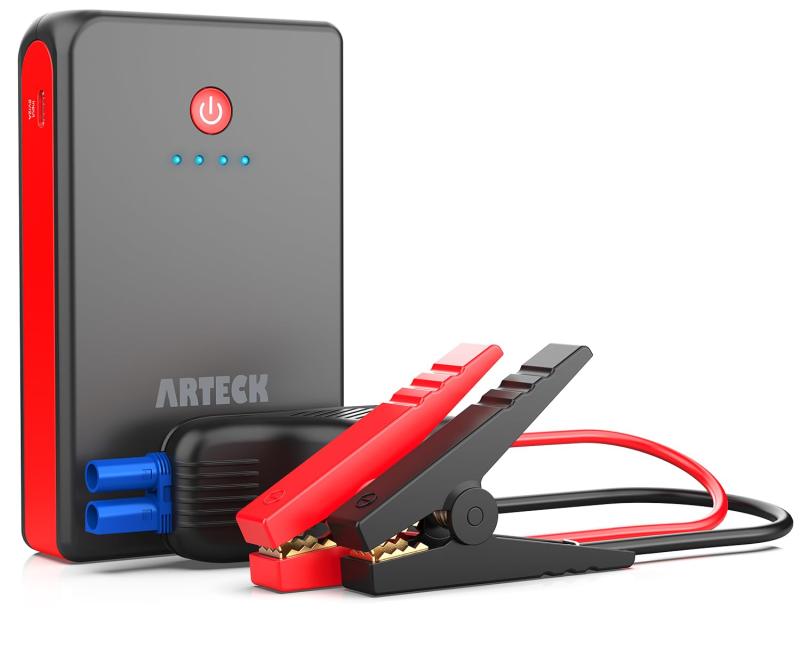 Arteck 乗用車 ジャンプスターター 12V車用エンジンスターター 8000mAh ポータブル充電器最大800A LED緊急ライト搭載 スマホ急速充電器 24ヶ月付【日本語取扱説明書付き】グレー
