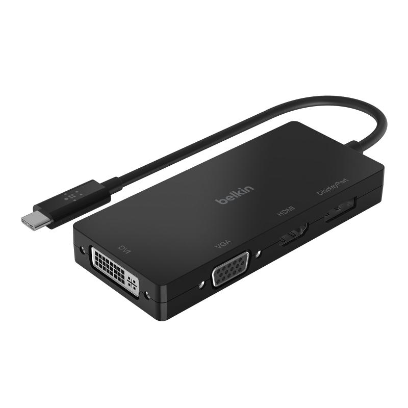 Belkin USB-C to HDMI + VGA +DVI + DISPLAYPORT 4 in 1 fp͒[q ϊA_v^ iPad/iPad Pro/iPad mini/MacBook/MacBook Pro/MacBook Air/Windows/Surface/Chromebook Ή AVC003btBK AVC003