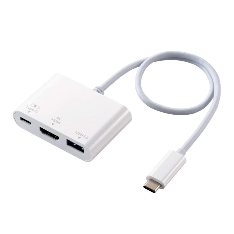 GR Type-ChbLOXe[V PDΉ [d&amp;f[^] Type-C~1 USB3.1(Gen1)~1 HDMI~1 P[u30cm zCg DST-C13WH