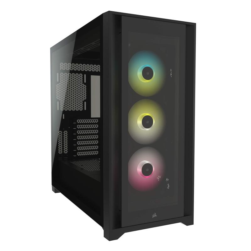 CORSAIR iCUE 5000X RGB 強化ガラス製ミドルタワー ATX ケース、ブラック CC-9011212-WW5000X RGBは冷却能力と組み立てやすさに優れ、内部を見せるPCの組み立てに適しています。両サイドに加え、フロントとトップにも強化ガラス製パネルを採用。どの角度からでも自慢のシステムを見せられます。ケーブル配線を簡単にするRapidRoute cable management systemを採用。余分なケーブルはマザーボード裏の25mmのスペースに全て収納できます。最大で10基の120mmファン、2個の360mmラジエーターを搭載可能。高性能なパーツもしっかり冷却できます。3基のSP RGB ELITEファンを標準搭載。付属するiCUE Lighting NodeとiCUEソフトウェアで自分だけのイルミネーションを設定できます。