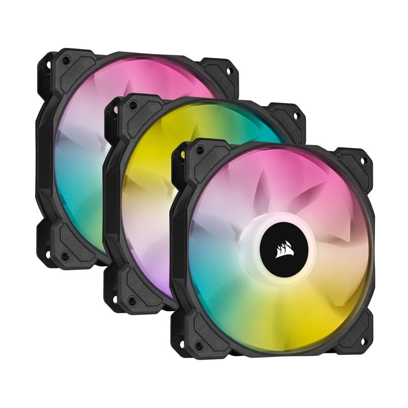 CORSAIR iCUE SP120 RGB ELITE with iCUE Lighting Node CORE 120mm PCケースファン ブラック (3個パック コントローラー付属) CO-9050109-WW