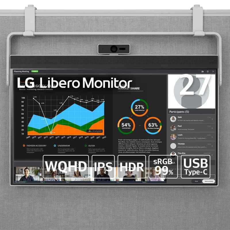 LG 2wayスタンド モニター ディスプレイ 27BQ70QC-S 27インチ/WQHD(2560×1440)/IPSアンチグレア/HDR/sRGB 99%/USB Type-C,HDMI/FreeSync/Webカメラ, スピーカー, マイク/フリッカーセーフ, ブルーライト低減機能/3年