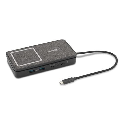 Kensington ケンジントン SD1700P USB-C Dual4K ポータブルモバイルドック Qi充電機能付 ドック ハブ 100Wパススルー給電 ワイヤレスQi充電 1Gbps イーサネット USB-Cケーブル 1xUSB-C 2xUSB-A 2xHDMI 3年付 K3