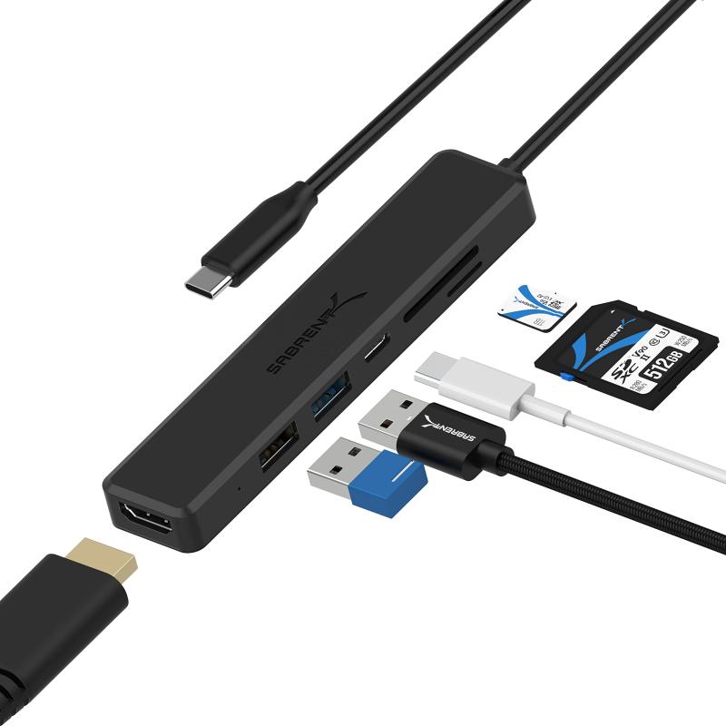 SABRENT usb-cハブ 6ポート 4K HDMI搭載｜Type-Cポート Power Delivery（60ワット）｜USB 3.2 Gen 1ポート｜USB2ポート｜SD/microSDカ..