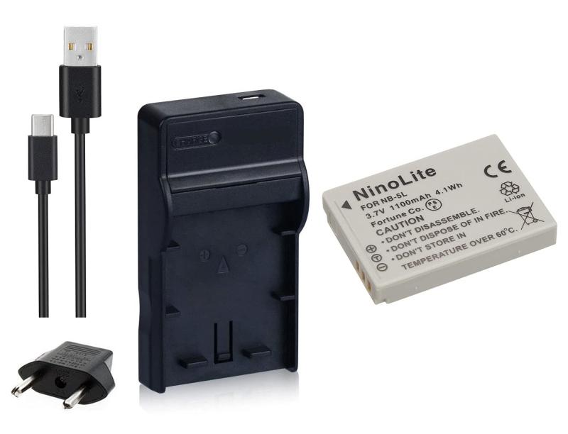 NinoLite(NinoLite) 3点セット NB-5L 互換 バッテリー +USB型 充電器 +海外用交換プラグ 、キャノン Canon 対応 dc22nb5l_t.k.gai