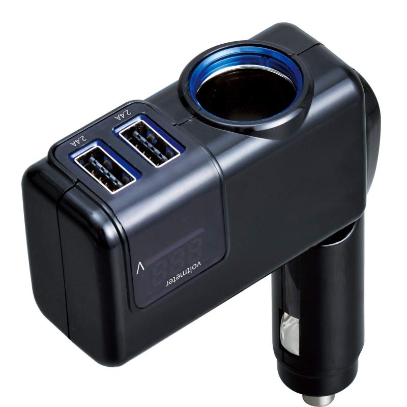 セイワ(SEIWA) 車内用品 シガーソケット増設分配器 電圧計付き USBポート搭載 角度調節 F307 12V専用 5V/4.8A