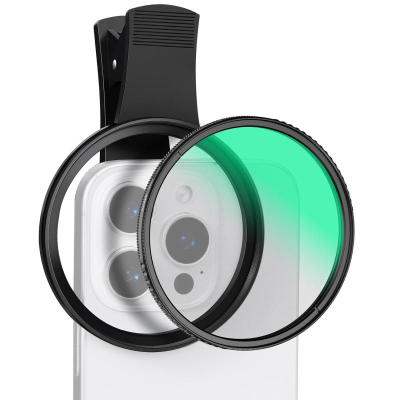 K&F Concept スマホレンズ CPLフィルター+スマホ用グリップ キット【反射抑え&色彩向上+67mm幅広い互換性】for iPhone 16 15 14 13 12 11 互換性 スマホ用レンズ クリップ式レンズ 67mmフィルター交換