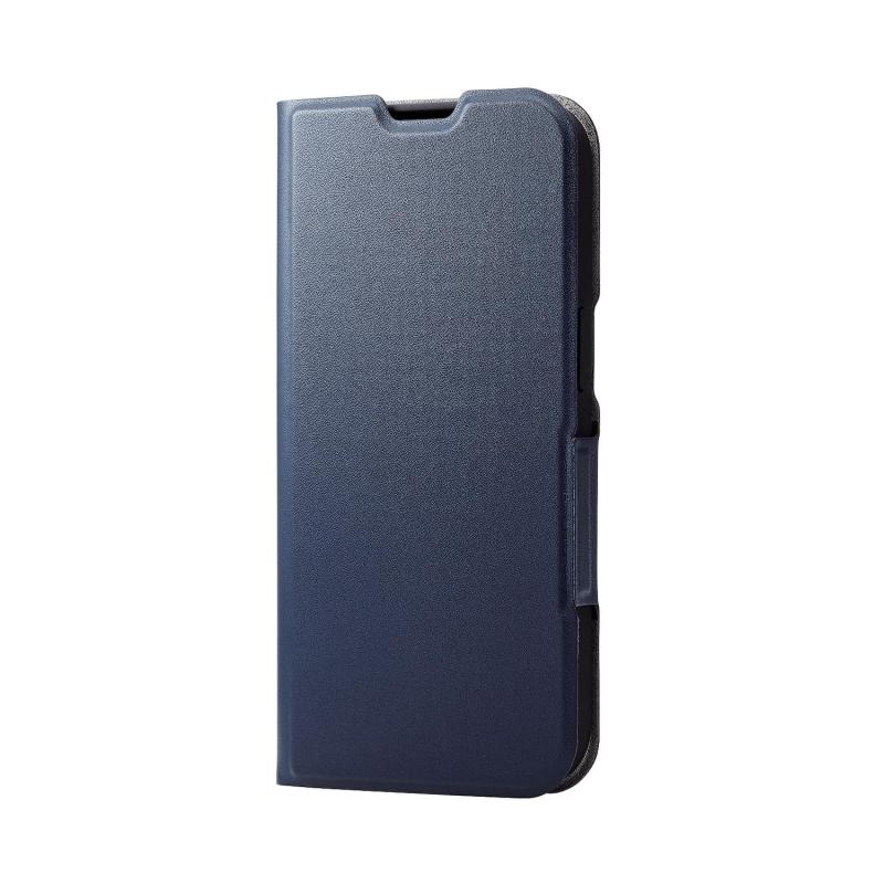 エレコム iPhone15 ケース 手帳型 UltraSlim 薄型 スリム マグネット開閉 カードポケット スタンド機能 [驚くほど薄くて軽い] ネイビー PM-A23APLFUNV