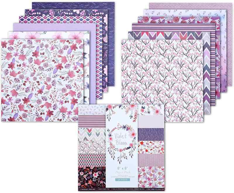 24枚 ペーパー DIY手作り 背景紙 包装紙 工芸紙 アートペーパー 単面印刷 絵葉書 花柄 フォトアルバム スクラップ ブッキング 6inch (Bzi)(3)