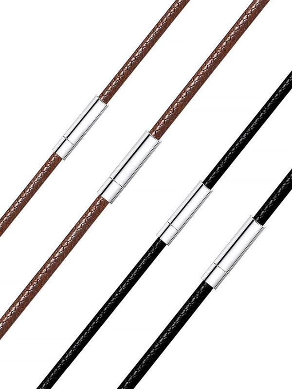 [Richsteel] ネックレス メンズ 革紐 チョーカー 黒 ワックスコード ペンダント用 アレルギー対応 シン..