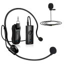 ワイヤレスマイク KIMAFUN2.4Gワイヤレスヘッドセットおよびラベリアラペルマイク 外付けクリップマイク 50m伝送距離 8時間連続使用 プラグ&プレイ 拡声器に対応 授業、講演、会議、イベン