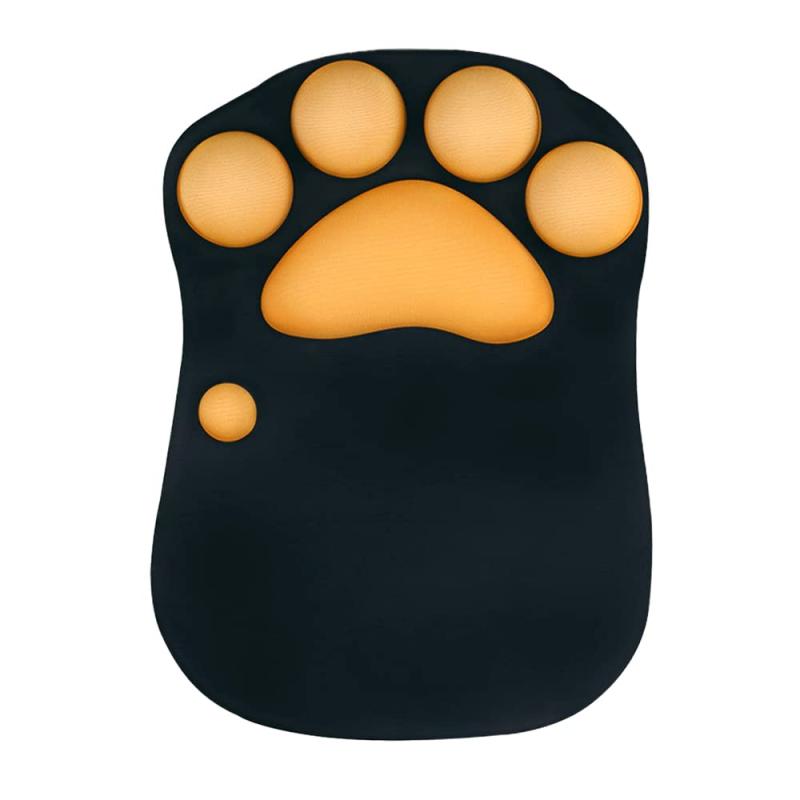 肉球マウスパッド ブラック×オレンジ マウスパッド 肉球 猫球 ねこ 猫 ねこきゅう リストレスト付マウスパッド リストレスト一体型 リストレスト かわいい 可愛い マウスパット メンズ レ