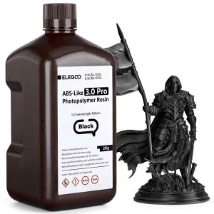 ELEGOO ABSライク3.0 Pro 3Dプリンター用レジン ブラック 高速硬化 高精度 非脆性 耐傷性があるLCD/DLP 3Dプリント用405nm UV硬化型フォトポリマー樹脂 LCD ABS 3.0 Pro レジン2000g