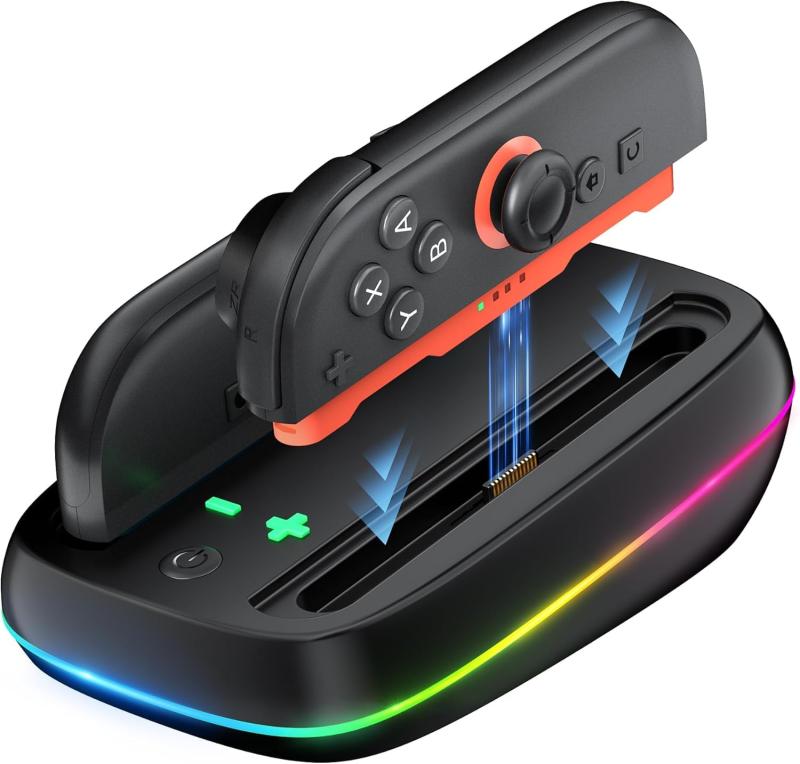 LVFAN Switch 2用 Joy-con 充電スタンド 4台同時 switch2 Joy-con チャージャー スイッチ 2 ジョイコン 充電ドック 収納ホルダー LEDライト付き USB-Cケーブル付き for nintendo スイッチ 2対応