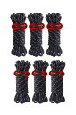 LIKENNY テントロープ 4mm * 4m 耐荷重200KG ガイロープ パラコード ロープ ガイライン タープロープ 反射材 自在金具付き キャンプ アウトドア 物干しざお 【6本セット】ブラック
