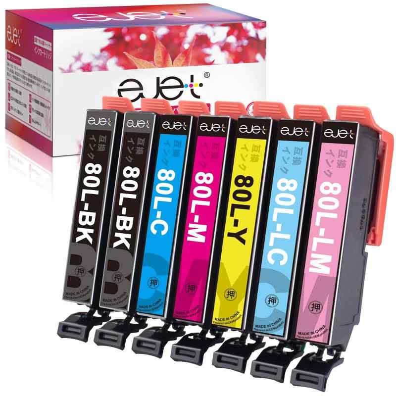 ejet ic6cl80l IC80L とうもろこし エプソン 用 インクic6cl80l プリンター インク epson 用 インク とうもろこし 純正と併用可能 IC80L ICBK80L 6色セット(合計7本)増量 6色パック ep-808aw e