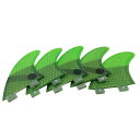 UP SURF サーフボードフィン Double Tabs 対応 5フィン K2.1サイズ 5枚セット サーフィン カーボンsurfboard fins(グリー...