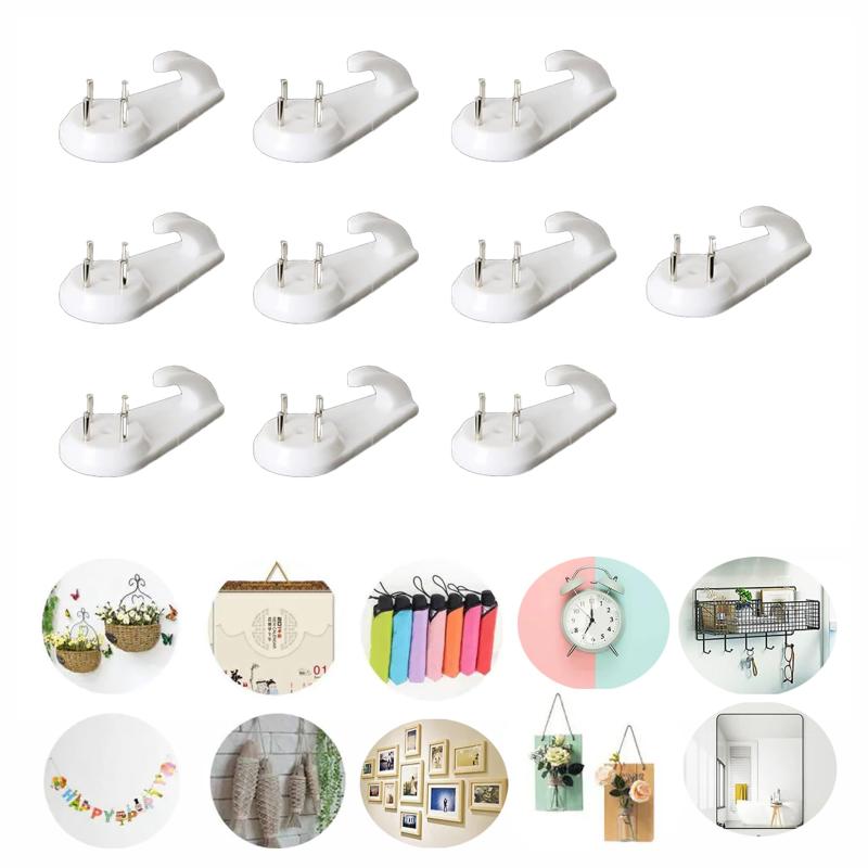 【VEVE&MIKI】フック 壁 傷つけない 耐荷重10kg (10個入り) 石膏ボード 壁紙 クリア壁 穴 壁を傷つけない 石 膏ボード フック 穴の目立たない 壁掛けフック DIY 小物掛け 壁掛けフック