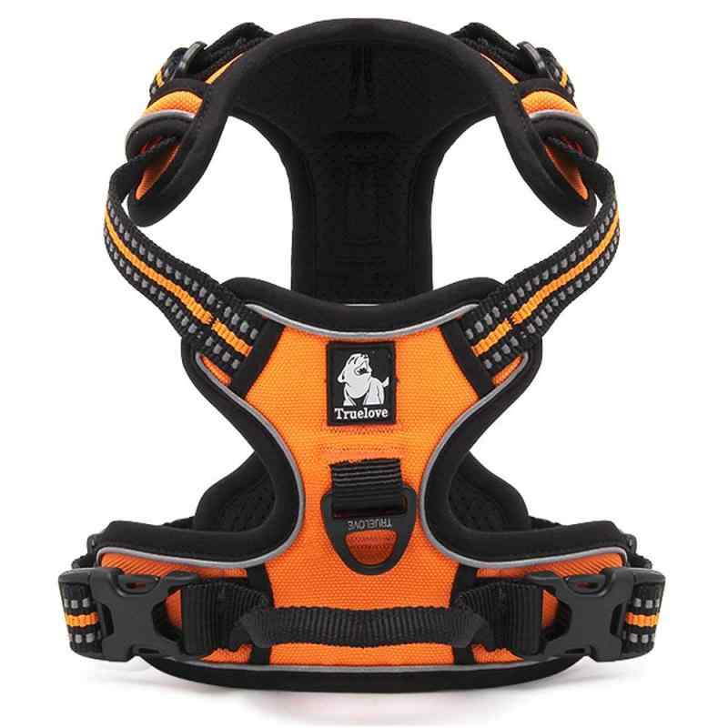 cocomall 犬用ハーネス 犬用胴輪 ドッグ ペット用品 ハーネス 3M反射材料 訓練 ナイロン製 小型犬、中型犬、大型犬に向け 通気性 調節可能 (S, オレンジ)